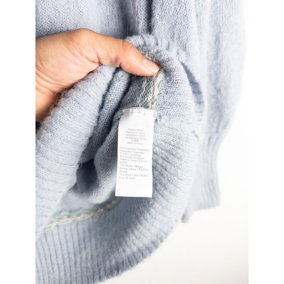 J Crew Pullover Wool Alpaca Blend L Knit Fair Isle Sweater Winter Oversized - Picture 3 of 6